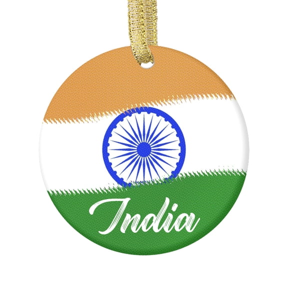 Country Flag India Flag Indian Hometown, Travel Keepsake Souvenir Ceramic Christmas Ornament Xmas Holiday Tree Gift