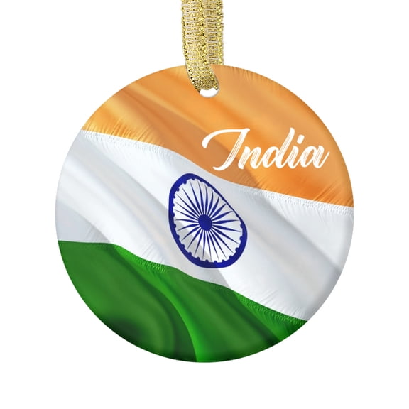 Country Flag India Flag Indian Keepsake Souvenir Ceramic Christmas Ornament Xmas Holiday Tree Gift