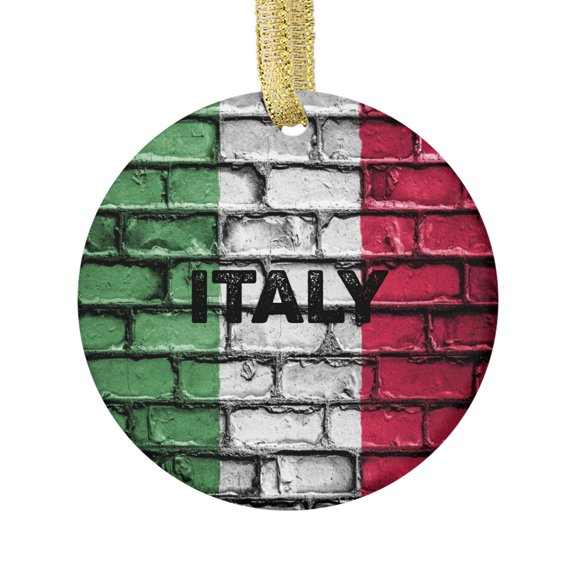 Country Flag Italy Flag Italian Keepsake Souvenir Ceramic Christmas Ornament Xmas Holiday Tree Gift Buon Natale