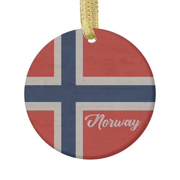Country Flag Norway Flag Hometown, Travel Norwegian Keepsake Souvenir Ceramic Christmas Ornament Xmas Holiday Tree Gift god jul