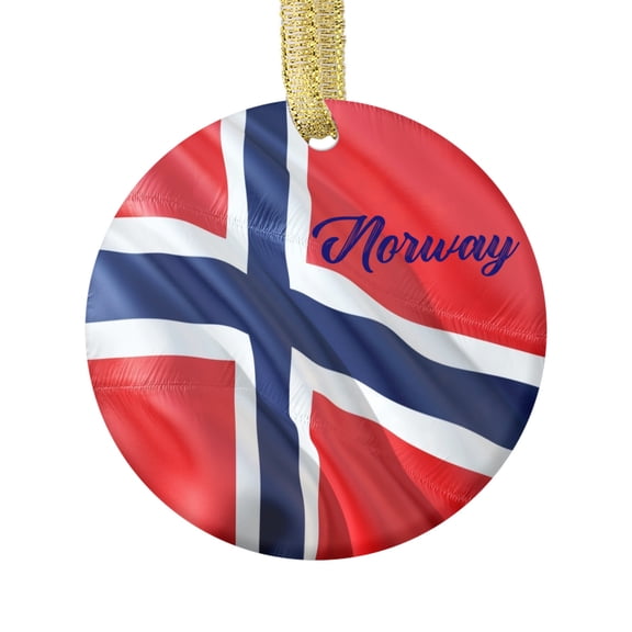 Country Flag Norway Flag Norwegian Keepsake Souvenir Ceramic Christmas Ornament Xmas Holiday Tree Gift god jul