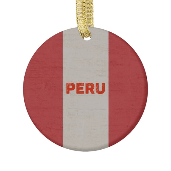 Country Flag Peru Flag Peruvian Hometown, Travel Keepsake Souvenir Ceramic Christmas Ornament Xmas Holiday Tree Gift Feliz Navidad
