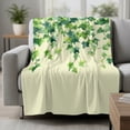 Country Fleece Throw Blanket Watercolor Gradient Green Leaves Yellow ...