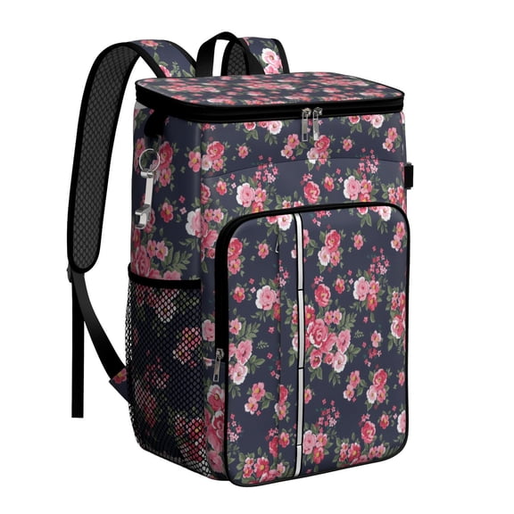 Country Floral Design Insulated Cooler Bag - 20L Soft Cooler with Multiple Pockets, Ideal for Workers and Students