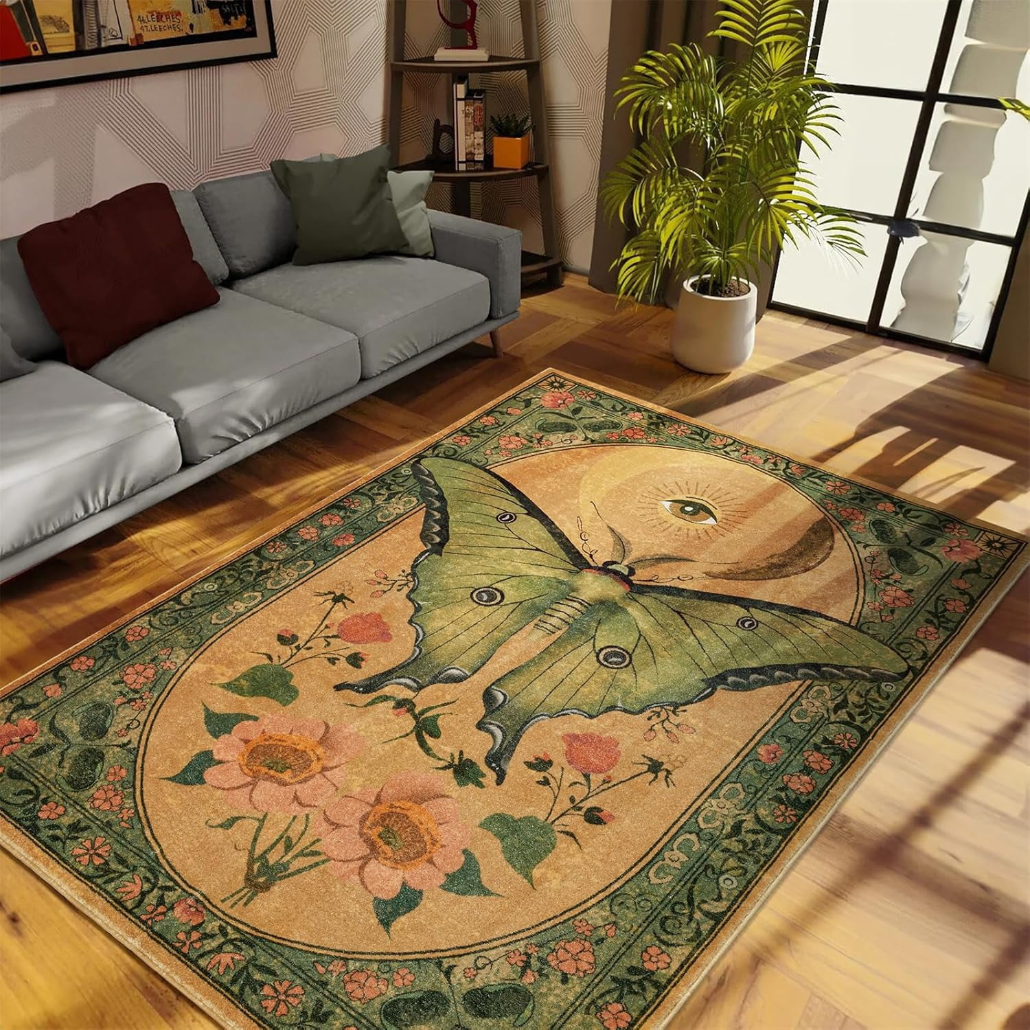 Country Floral Entryway Rug Non Slip Washable Indoor Area Rug, Vintage ...