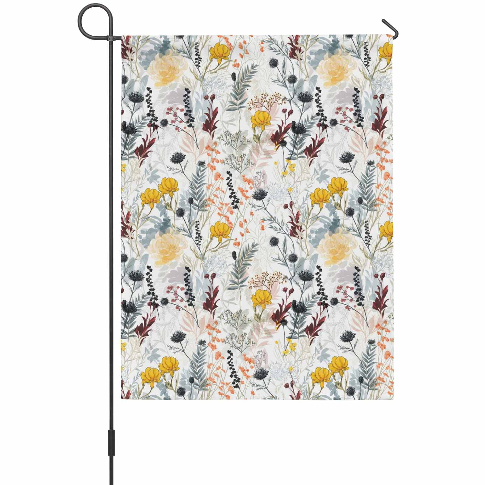Country Floral House Flag 28 x 40 Inches, Watercolors Art Wildflowers Dandelion Leaves Weather Proof Outdoor Patio Flags Double Sided Small House Decoration for Yard Lawn Outside Home