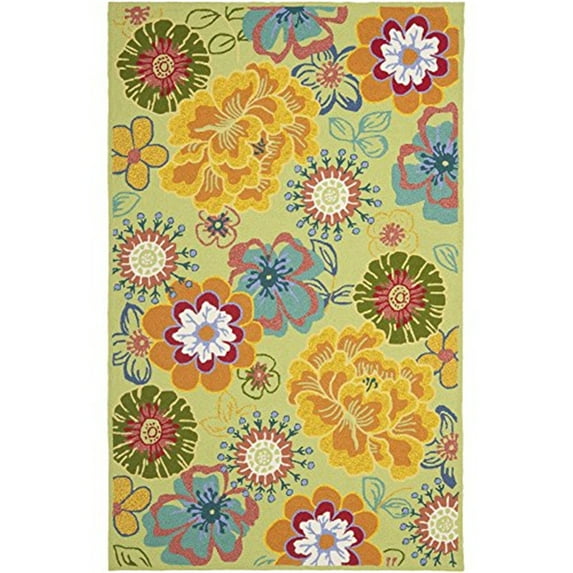 Country & Floral Kids Rug - Four Seasons Polypropylene -Moss/Multi-Color:Moss/Multi,Design:Country & Floral Kids,Shape:Large Rectangle,Size:9' 6''L x 7' 6''W