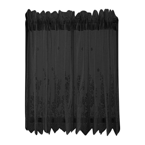 Country Floral Lace Cafe Curtains Sheer Kitchen Tier Curtain Set Rod Pocket Light Filtering Window Treatments for Small Windows Bathroom Basement RV Camper Laundry Room