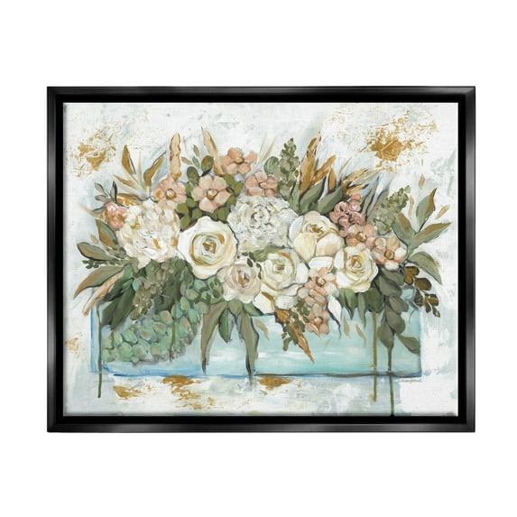 Country Floral Planter Arrangement Botanical & Floral Graphic Art Jet Black Framed Art Print Wall Art