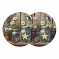 thumbnail image 1 of Country Floral Round 15 Inch Placemats Set of 2, Western Texas Stars Butterfly Barn Door HeatResistant Non Slip Place Mats for Dining Table, Wipeable Braided Kitchen Table Mats for Housewarming, 1 of 9