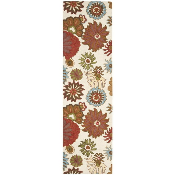Country & Floral Rug - Blossom Wool Pile -Ivory/Multi-Color:Ivory/Multi,Design:Country & Floral,Shape:Runner,Size:8'LX2'3"W
