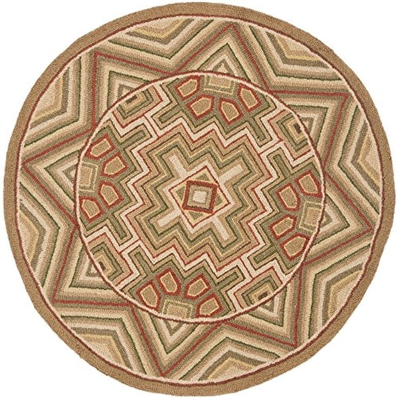 Country & Floral Rug - Chelsea Wool Pile -Beige-Color:Beige,Design:Country & Floral,Shape:Round,Size:5' 6''L x 5' 6''W