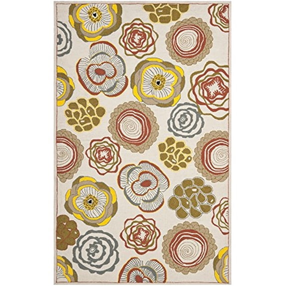 Country & Floral Rug - Four Seasons Polypropylene -Ivory/Multi-Color:Ivory/Multi,Design:Country & Floral,Shape:Medium Rectangle,Size:7' 6''L x 5'W