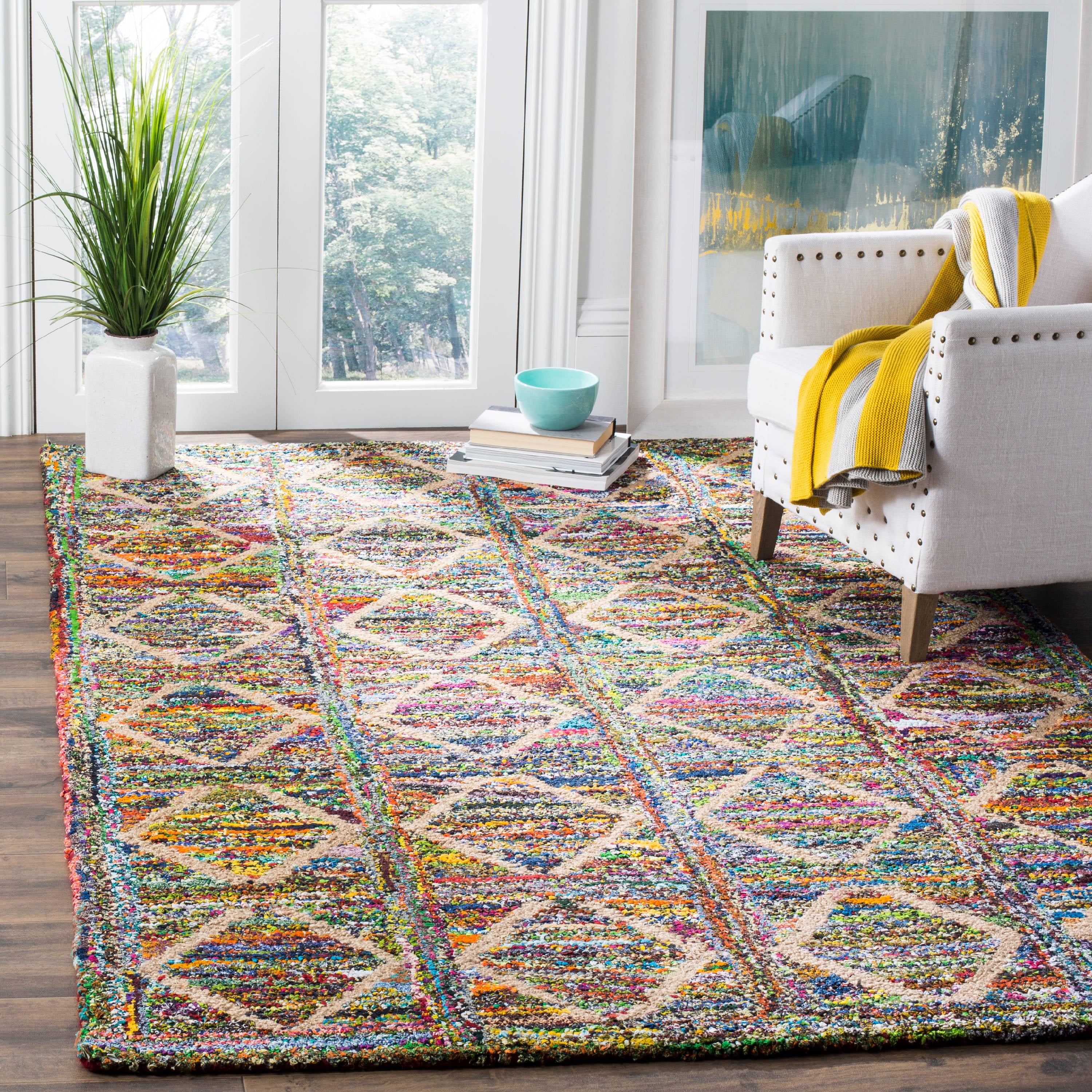 Handmade Multicolor Wool and Cotton Tufted Area Rug