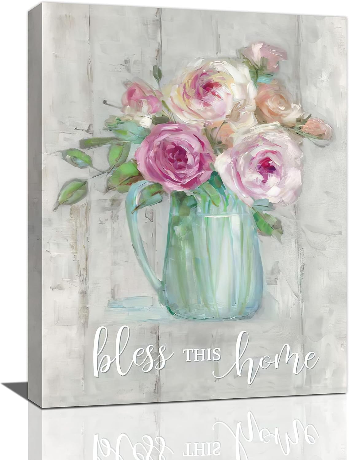 Country Floral Wall Art Rustic Flower Bless Pictures Wall Decor