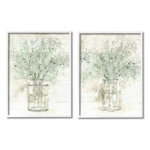 Country Florals Delicate Blooming Bouquet Botanical & Floral Graphic Art White Framed Art Print Wall Art, Set of 2