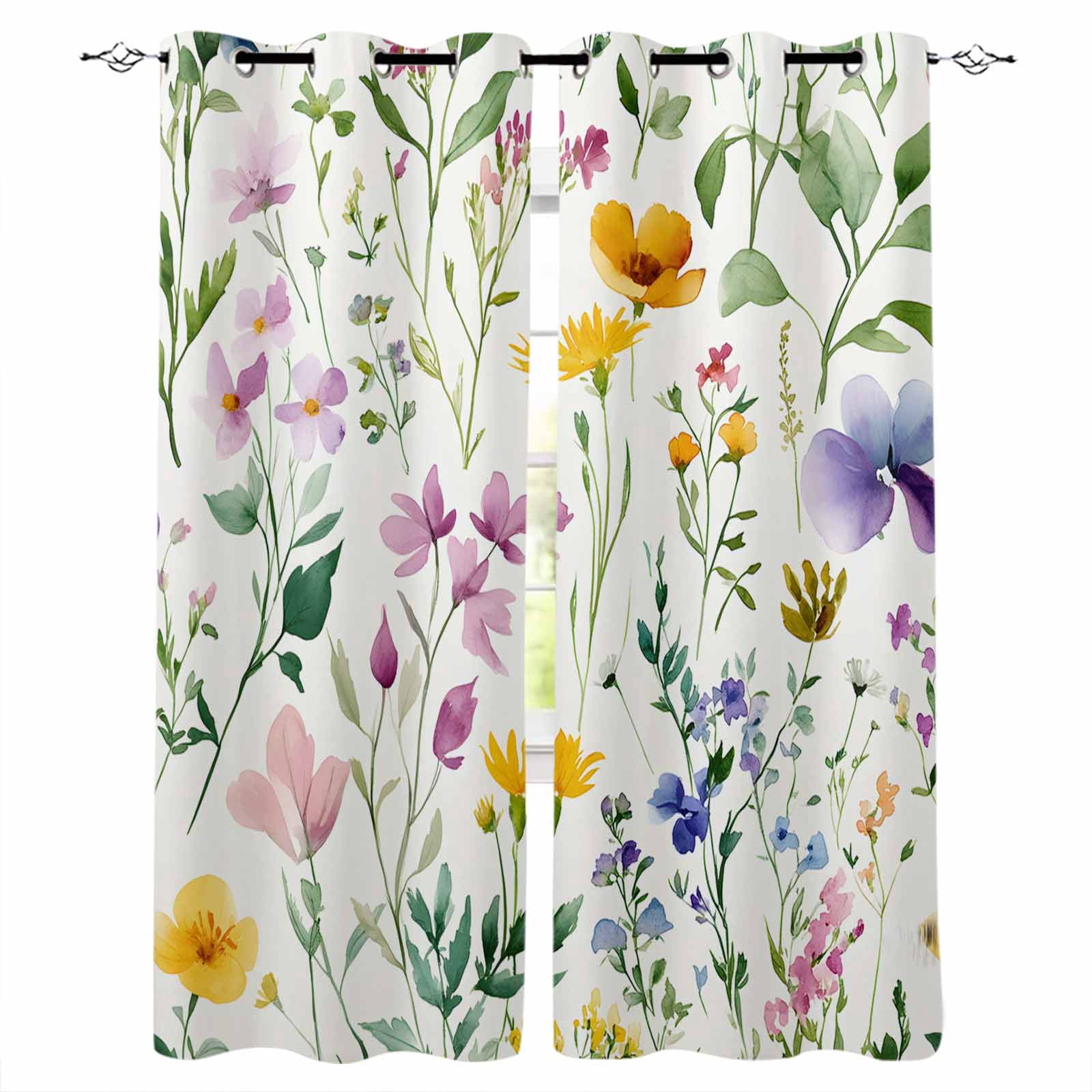 Country Flower Blackout Curtains for Bedroom Living Room Darkening ...