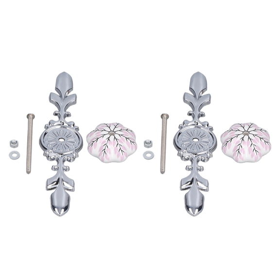 Country Flower Ceramic Cabinet Pulls 2 Pack Rustic Pumpkin Porcelain Wardrobe Dresser Hardware Set 1.6 inch / 4.1 cm Diameter Decorative Knobs