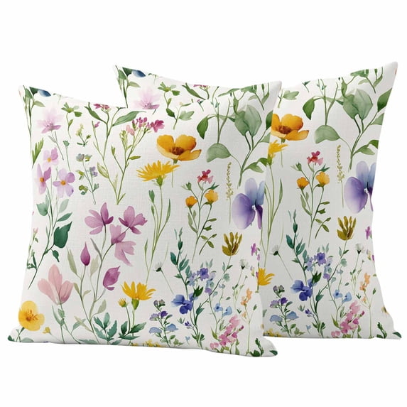 Country Flower Outdoor Waterproof Pillow Covers, Farm Leaf Botanical Pastoral Painting Decorative Square Throw Pillowcase Sofa Cushion Sham for Patio/Couch/Chair, 26"x26" 2 Pack
