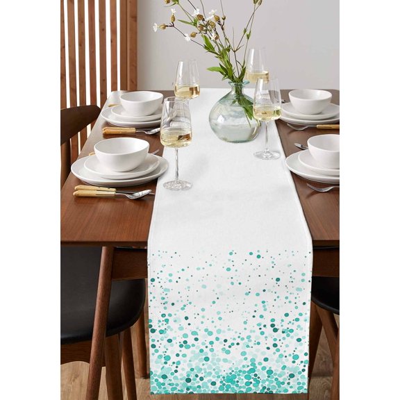Country Flower Plant Wildflower Table Runner 13x90in Non-Slip Cotton Linen Table Runners, Rural Floral on White Dresser Scarves TableRunner for Dinner Kitchen Dining Wedding Party