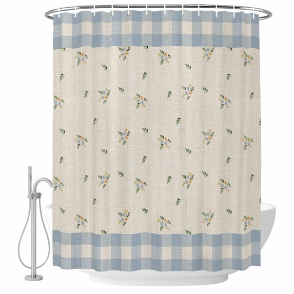 Rust Rag Country Flower Shower Curtain for Bathroom, Farmhouse Rustic Blue ...