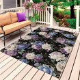 thumbnail image 1 of Country Flowers Outdoor Rug 4x6 Ft, Non Slip Washable Area Rug, Botanical Purple Blue Floral Black Patio Rugs Carpet Runner, Large Floor Mat for Indoor/Outdoor Deck Porch Camping, 1 of 8