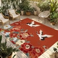 thumbnail image 1 of Country Flowers Outdoor Rug for Patio/Deck/Porch, Non-Slip Large Area Rug 5 x 7 Ft, Red Japanese Peony Floral White Bird Indoor Outdoor Rugs Washable Area Rugs, Reversible Camping Rug Carpet Runner, 1 of 8
