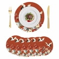 thumbnail image 1 of Country Flowers Round 13 Inch Placemats Set of 6, Red Japanese Peony Floral White Bird HeatResistant Non Slip Place Mats for Dining Table, Wipeable Braided Kitchen Table Mats for Housewarming, 1 of 9