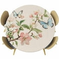 thumbnail image 1 of Country Flowers Round Tablecloth 45-54 Inch Round Fitted Table Cloth with Elastic Edge, Watercolor Spring Floral Butterfly Waterproof Table Cover Protector for Outdoor Picnic Party Dining, 1 of 6