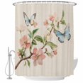 thumbnail image 1 of Country Flowers Shower Curtain Set - 72" x 78" Washable Bathtub Curtain with 12 Hooks, Watercolor Spring Floral Butterfly Waterproof Fabric Stall Shower Curtains for Bathroom/Bathtub Décor, 1 of 6