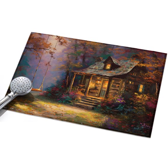 Country Forest Entryway Rug 2x3ft Washable Non Slip Bathroom Rug Low Pile Indoor Floor Front Door Mat Farmhouse Nature Trees Cabin Starry Sky Rectangle Area Rugs Carpet for Kitchen Office Dining Room