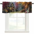thumbnail image 1 of Country Forest Farmhouse Short Window Curtain Valances, Fall Farmhouse Trees Cabin Nature Scenery Rod Pocket Kitchen Valances for Living Room Bedroom Bathroom Cafe 54" x 18", 1 of 8