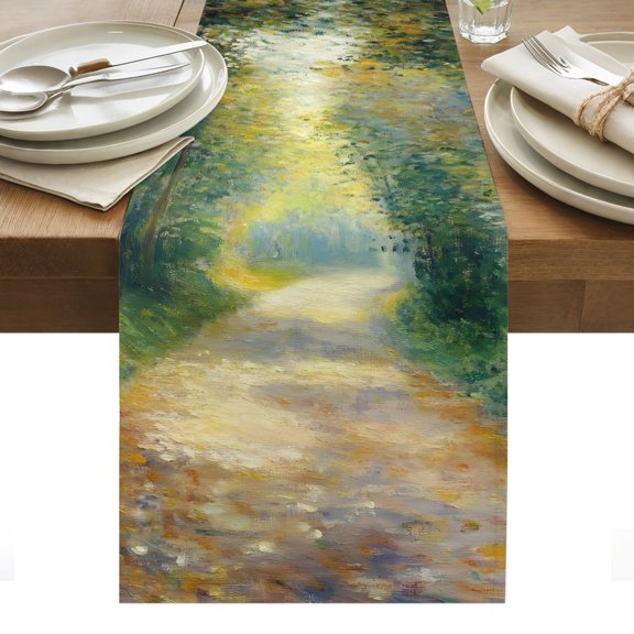 Country Forest Table Runner Farmhouse Trees Plants Nature Scenery Tablerunners 13 x 120 Inch, Table Decorations Tabletop Scarf for Summer Gathering Holiday Farmhouse Kitchen Dining Decor