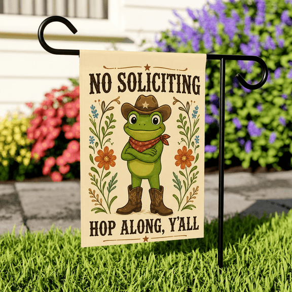 Country Frog Light Tan Garden Flag Front Porch Decor