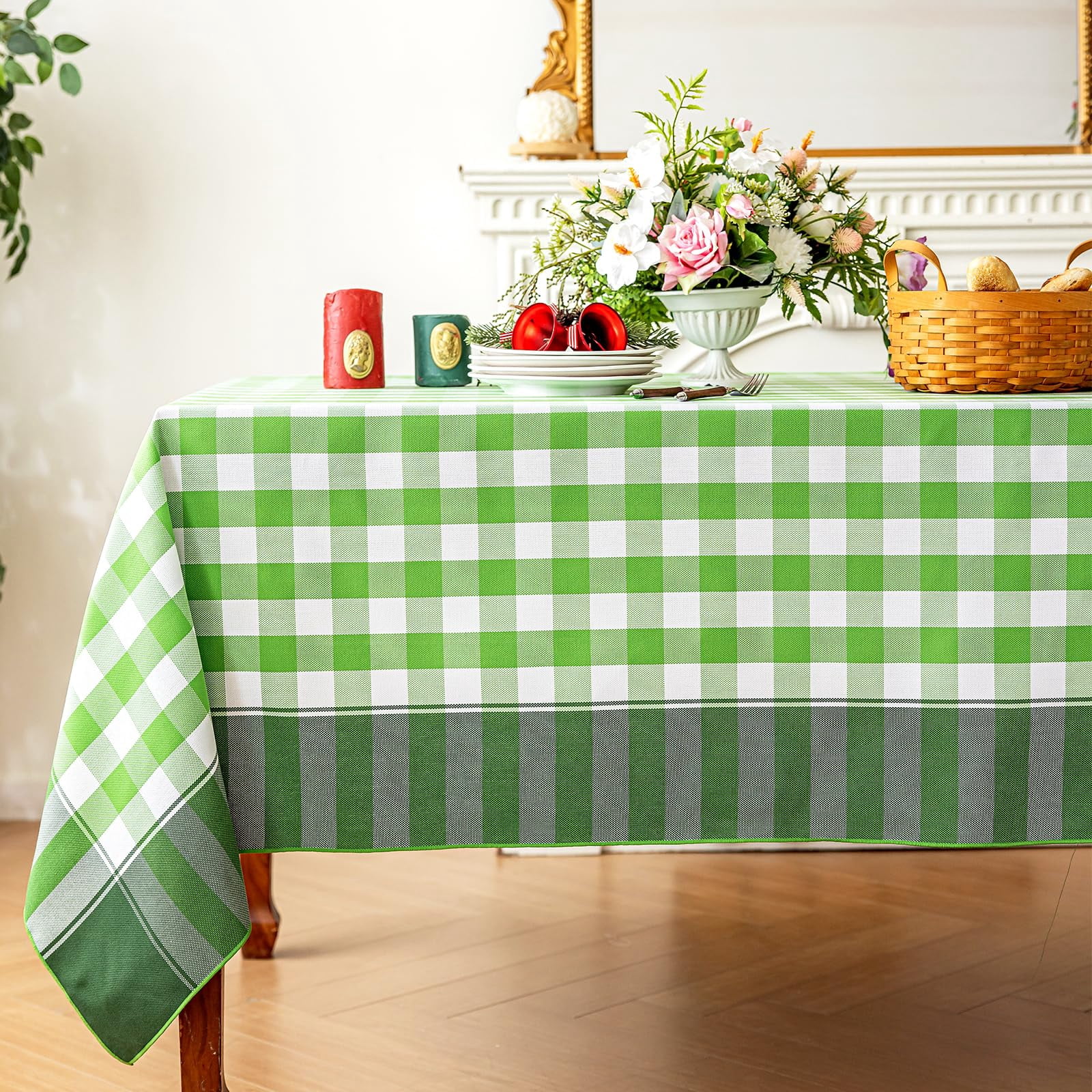 Green Tablecloth Pattern Country Garden Green Gingham Tablecloth Rectangle 60