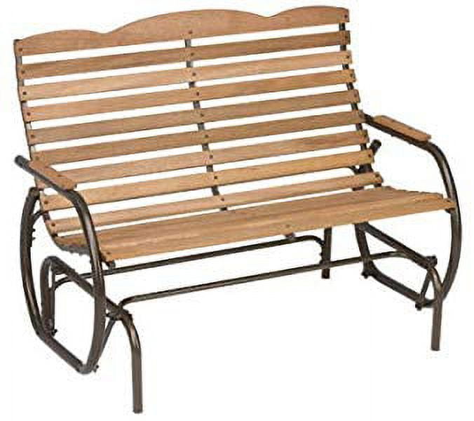 Bronze Frame Hardwood Slatted Glider Bench, 4-Foot