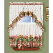 Country Garden Kitchen Curtain Tier and Swag Set By Achim Importing Co