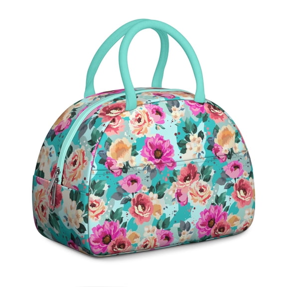 Country Garden Lunch Box - Rustic Floral & Butterfly Design, Insulated Cooler for Farmers Market (Bright Colorful Style)