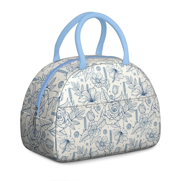 Country Garden Lunch Box - Rustic Floral & Butterfly Design, Insulated Cooler for Farmers Market (Bright Colorful Style)