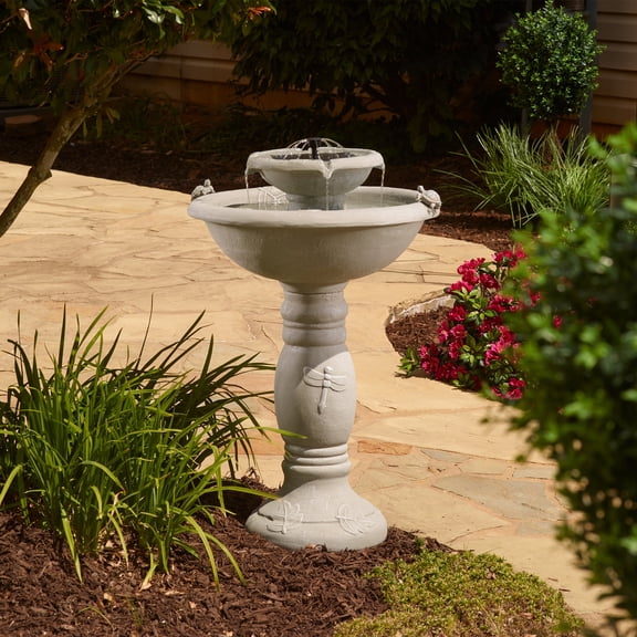 Country Gardens 2-Tier IntelliSolar Fountain with Remote - Weathered Stone (1/cs)