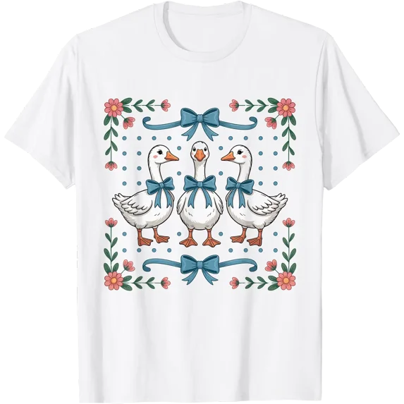 Country Geese And Flowers Bows 80S 90S Goose T-Shirt - Walmart.com