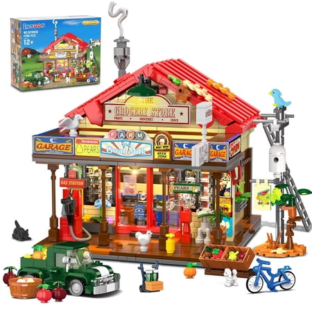 Country General Store Building Set, Vintage Style, 1709 PCS Building Blocks