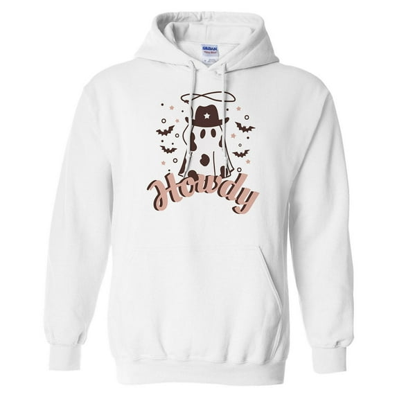 Country Ghost Howdy Hoodie Sweatshirt Unisex Large White