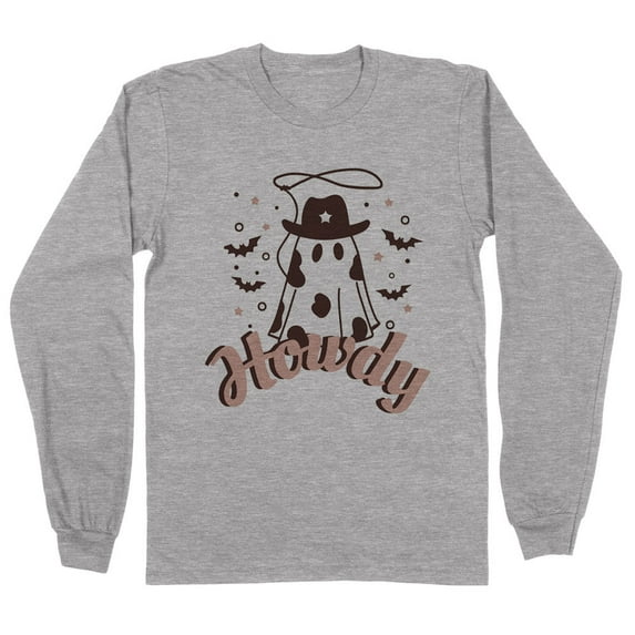Country Ghost Howdy Long Sleeve Shirt Unisex 2X-Large Grey