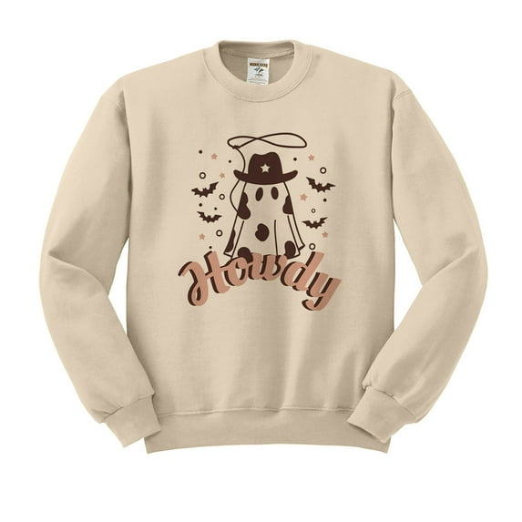 Country Ghost Howdy Sweatshirt Unisex Medium Sand