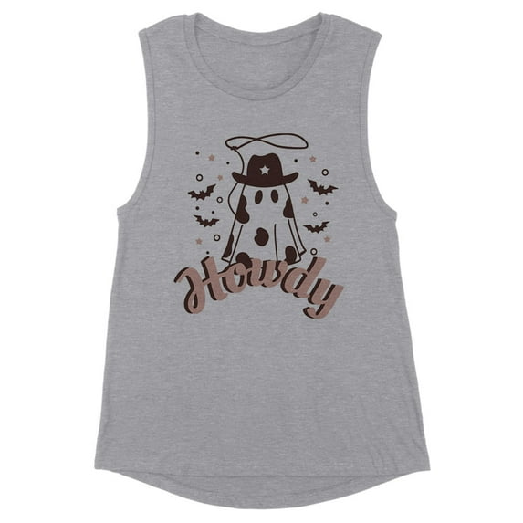 Country Ghost Howdy Women's Muscle Tank X-Large Heather Grey