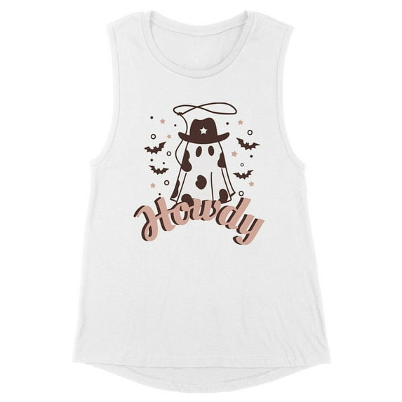 Country Ghost Howdy Women's Muscle Tank X-Small White