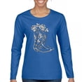 thumbnail image 1 of Country Girl Boots Women's Long Sleeve T-shirt Vintage Cowgirl Western Floral Southern Rustic Country Style Cute Roses Rodeo, 1 of 7
