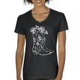 thumbnail image 1 of Country Girl Boots Women's V-Neck T-shirt Vintage Cowgirl Western Floral Southern Rustic Country Style Cute Roses Rodeo Tee, 1 of 7