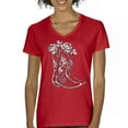 thumbnail image 1 of Country Girl Boots Women's V-Neck T-shirt Vintage Cowgirl Western Floral Southern Rustic Country Style Cute Roses Rodeo Tee, 1 of 7